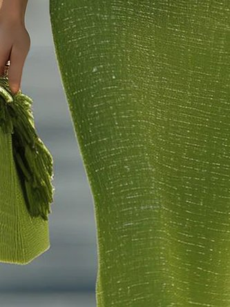 Elegant Plain Knee Length Skirt