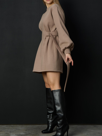 Urban Plain Crew Neck Mini Dress