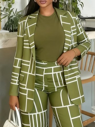 Urban Printing Geometric Lapel Collar Blazer