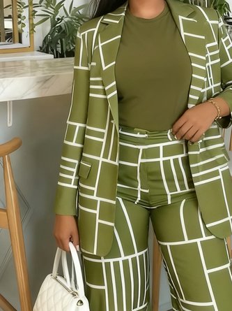 Urban Printing Geometric Lapel Collar Blazer