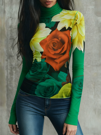 Urban Floral Turtleneck T-shirt
