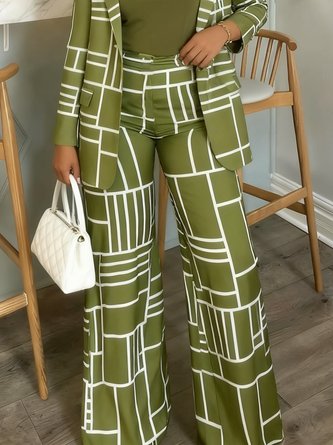 Urban Geometric Printing Straight Pants