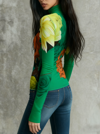 Urban Floral Turtleneck T-shirt