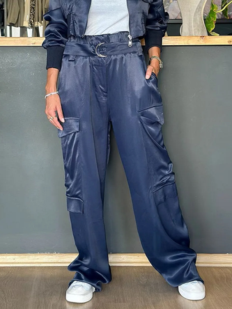 Urban Plain Pockets Ankle Banded Pants