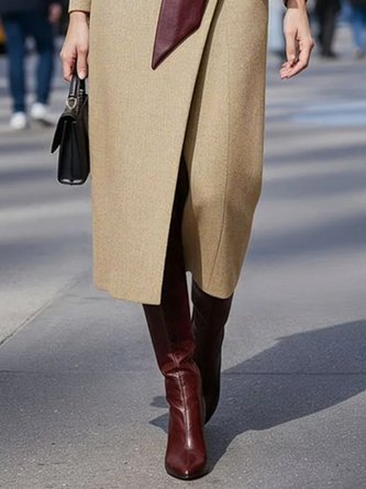 Urban Plain Irregular Craftsmanship Midi Dress With Belt