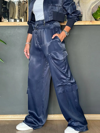 Urban Plain Pockets Ankle Banded Pants