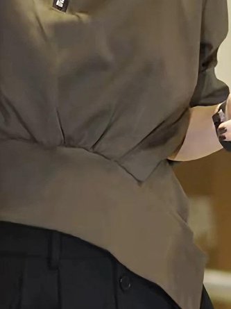 Casual Plain Irregular Craftsmanship Turtleneck Sweatshirt