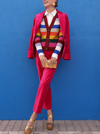 Urban Striped Cross Neck Sweater Cardigan