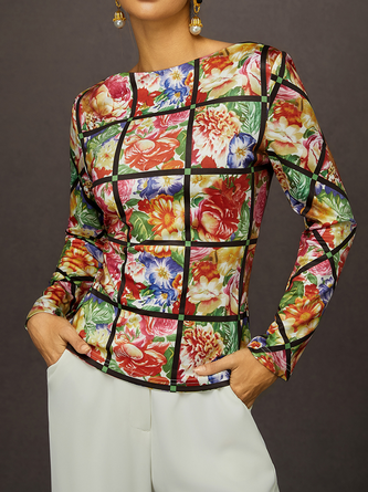 Floral Fitted Top – Elegant Blouse for Social Occasions