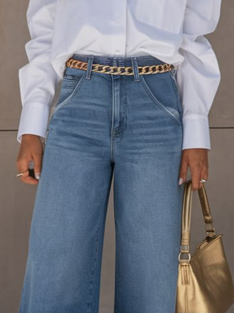 Pockets Casual Loose Jeans With No Belt - Image 3