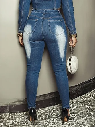 Zipper Plain Casual Jeans 3 Zipper Plain Casual Jeans - Image 3