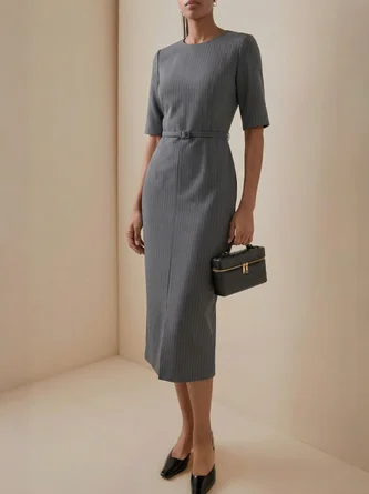 Urban Striped Tencel Fiber Dress Belt