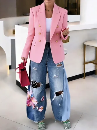Urban Ripped Wide Leg Pants Loose H-Line Long Trousers for Daily - Image 2