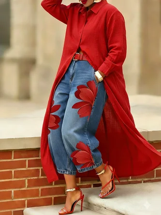 Casual Zipper Loose Bloomers Ankle Pants O-Line Daily Trousers - Image 8