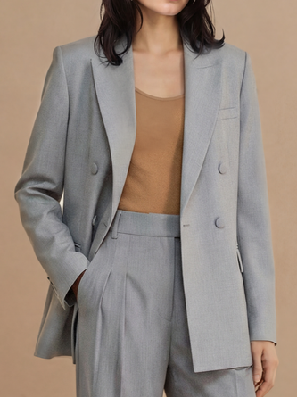 Lapel Collar Plain Urban Regular Fit Blazer