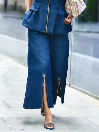 Urban Zipper Plain Denim Jeans