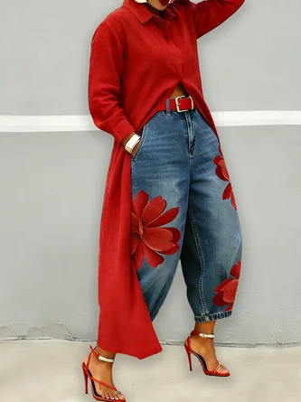 Casual Zipper Loose Bloomers Ankle Pants O-Line Daily Trousers - Image 3