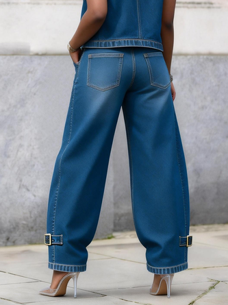 Urban Long Straight Pants Loose H-Line Ripped Daily Trousers - Image 2
