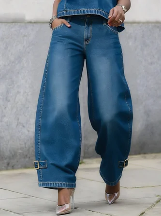 Urban Long Straight Pants Loose H-Line Ripped Daily Trousers