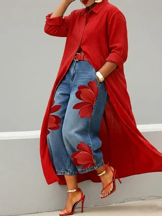 Casual Zipper Loose Bloomers Ankle Pants O-Line Daily Trousers - Image 2