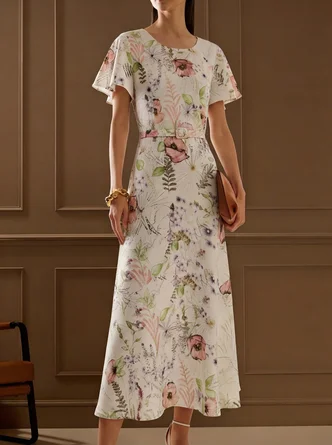 Ruffle Sleeve Floral Urban Dress Belt