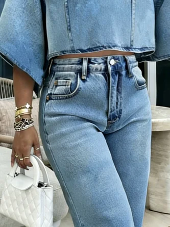 Plain Casual Denim Shorts - Image 3
