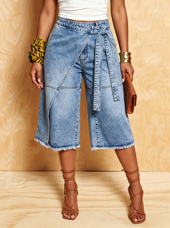 Denim Casual Solid Relaxed Jeans