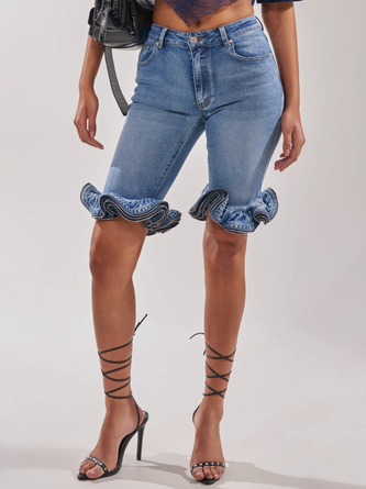Casual Solid Tailored Denim Shorts 8 Casual Solid Tailored Denim Shorts - Image 8