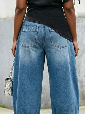 Urban Loose Plain Denim Jeans - Image 3