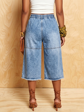 Denim Casual Solid Relaxed Jeans - Image 4
