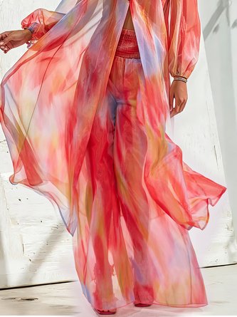Urban Ombre Printing Block Wide Leg Pants