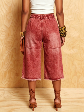 Denim Casual Solid Relaxed Jeans - Image 7
