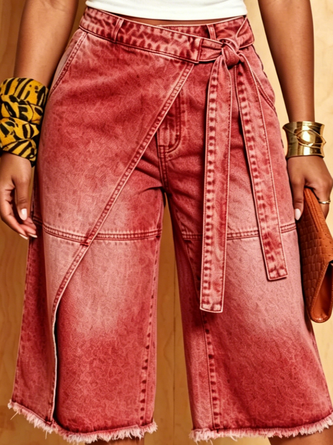 Denim Casual Solid Relaxed Jeans - Image 5