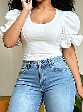 Casual Plain Peplum T shirt