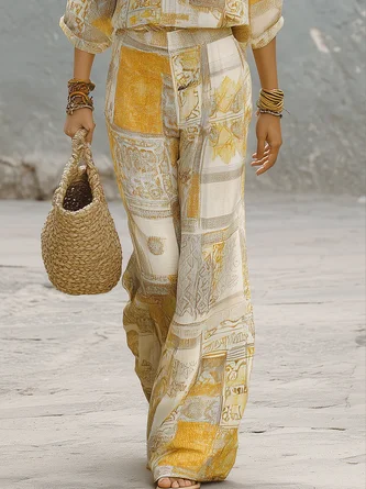 Casual Random Print Printing Straight Pants