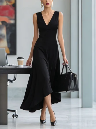 Urban Plain V Neck Maxi Dress