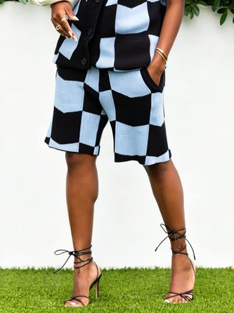 Urban Plaid Sweater Straight Pants Shorts