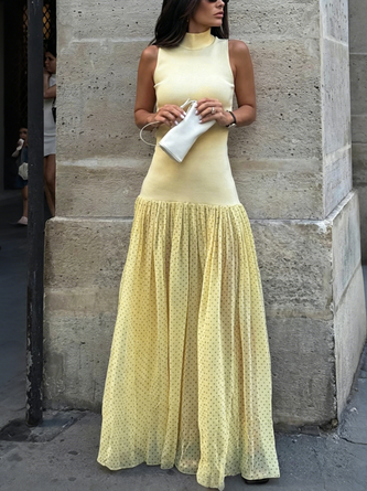 Elegant Polka Dots Printing Maxi Dress