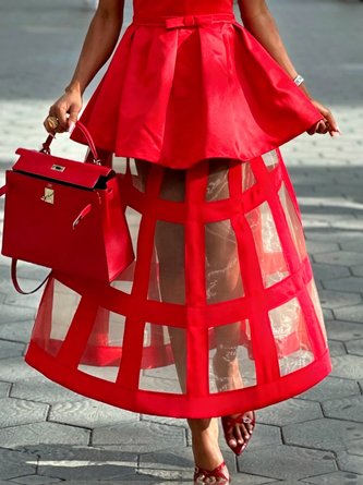 Elegant Devore Block Maxi Skirt