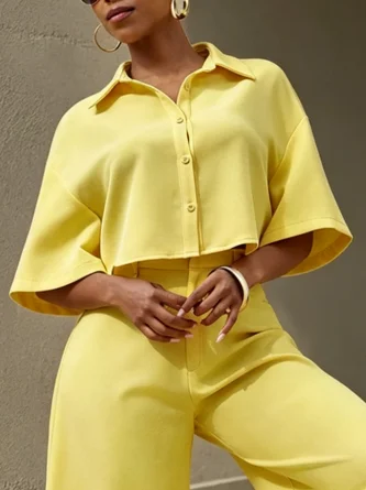 Casual Plain Buttoned Shirt