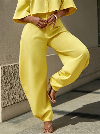 Casual Plain Turnip Pants