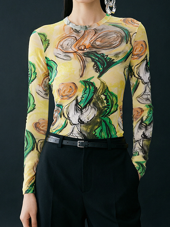 Casual Random Print Crew Neck T shirt