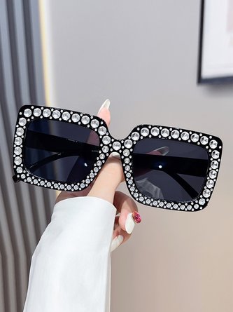Party Rhinestone Block Sunglasses