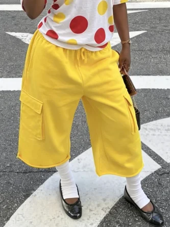 Casual Plain Pockets Cargo Pants