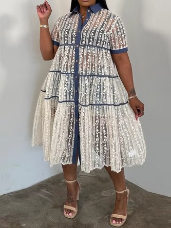 Urban Block Buttoned Midi Dress