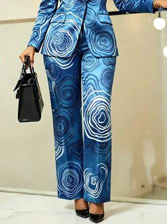 Elegant Random Print Printing Straight Pants