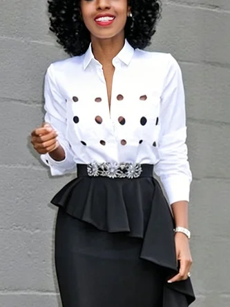 Urban Plain Hollow Out Shirt Collar Shirt