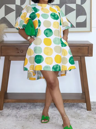Urban Polka Dots Crew Neck Mini Dress
