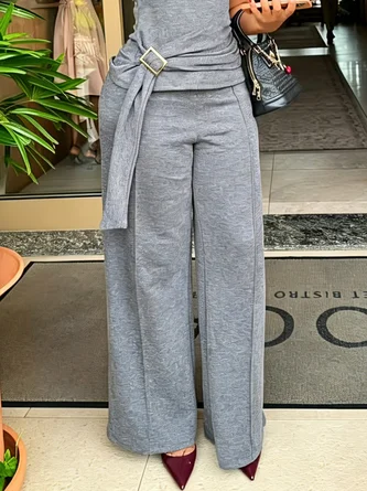 Casual Plain Straight Pants