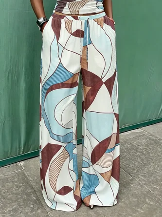 Casual Abstract Geometry Straight Pants